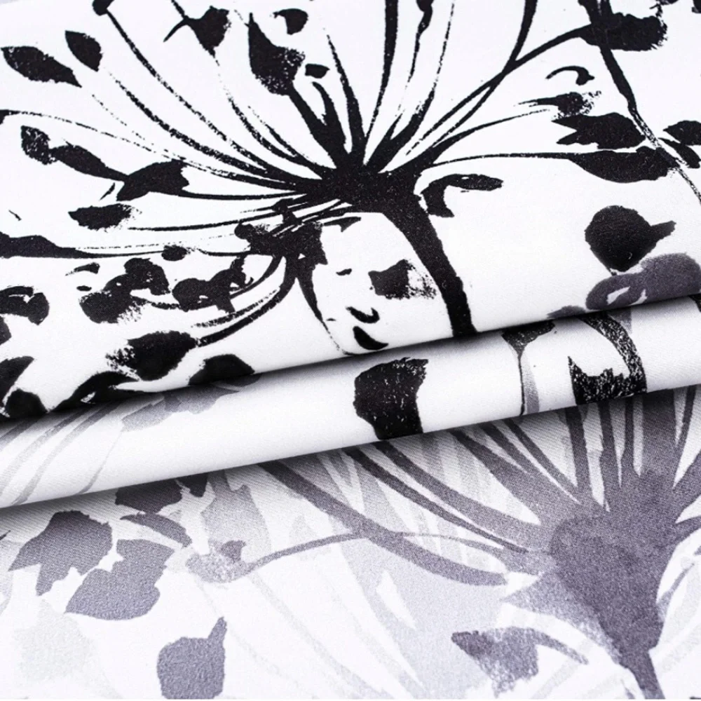 Luxury Home | Chic Black, White & Grey Acacia Floral Blossom Window Valence